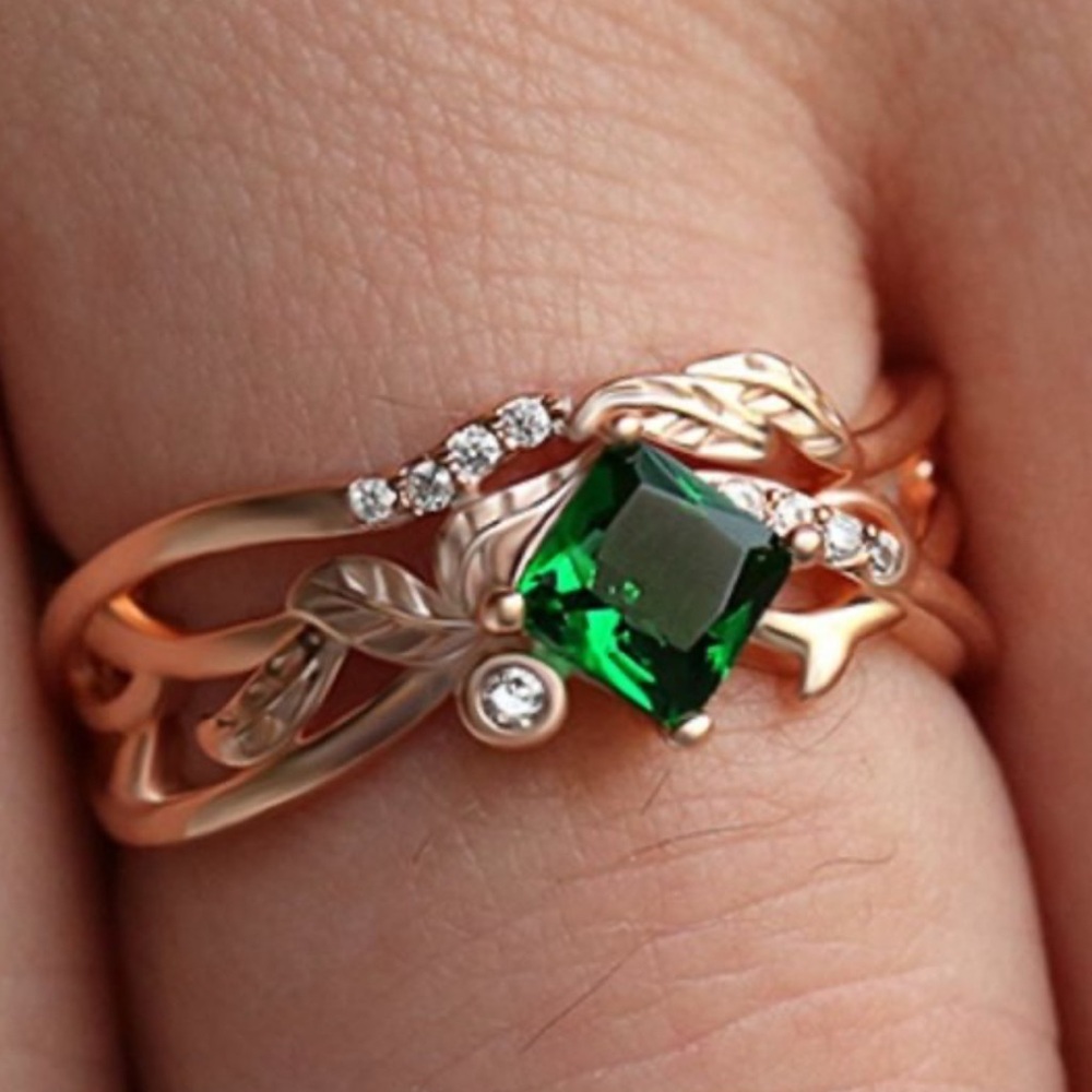 Enchanted Forest Green CZ Rose Gold Ring. New. - Picture 8 of 10